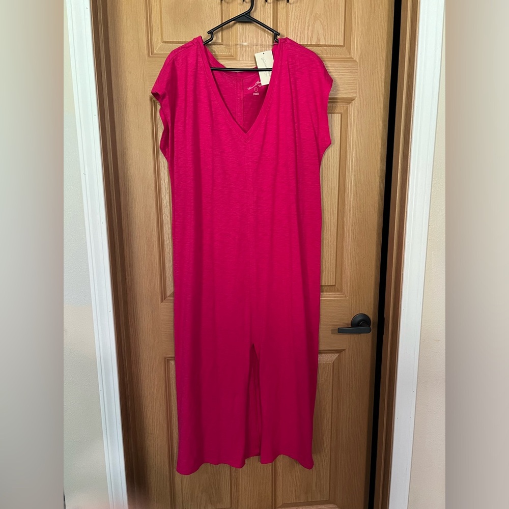 Hot pink t-shirt dress